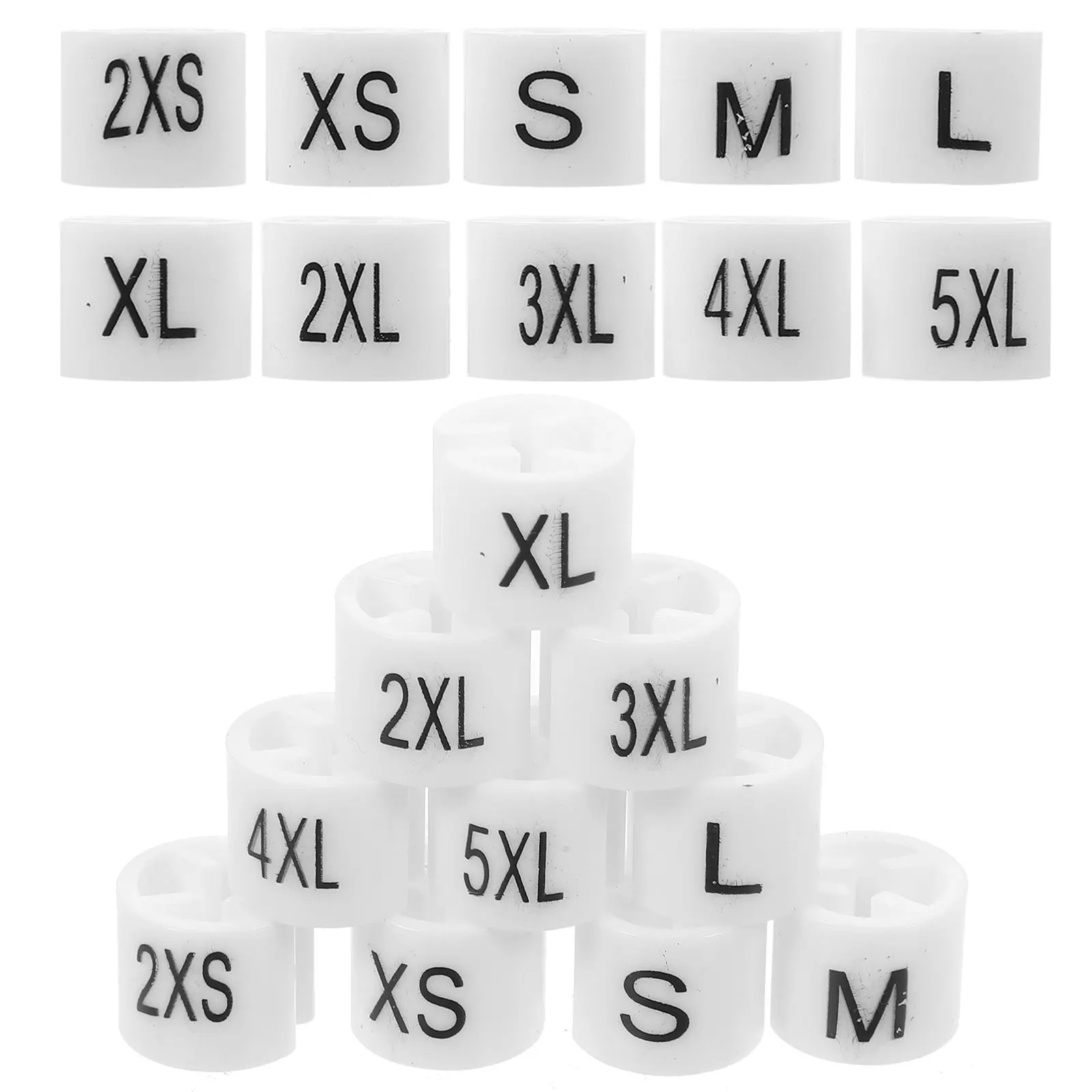 

200pcs Hanger Size Markers Plastic Clothes Racks Classification Tags Clear Number Labels Frosted Design Storage Tools