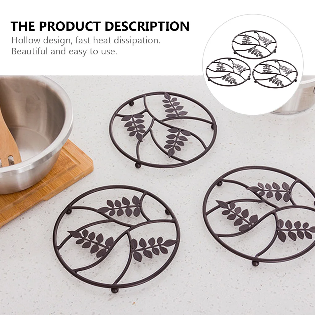 

3Pcs Heat Insulation Pad Leaves Pattern Iron Pot Mat Kitchen Tableware Protective Pot Holder Heat Insulation Pad