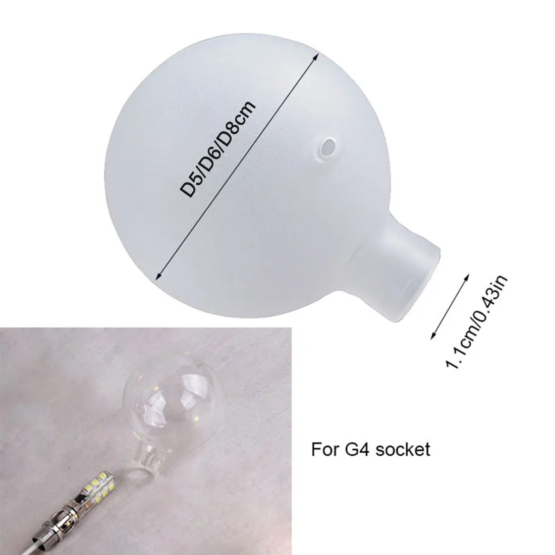 G4 Globe D5cm D6cm D8cm Paralume in vetro trasparente satinato di ricambio per presa G4, copertura paralume in vetro sfera G4 per lampadario