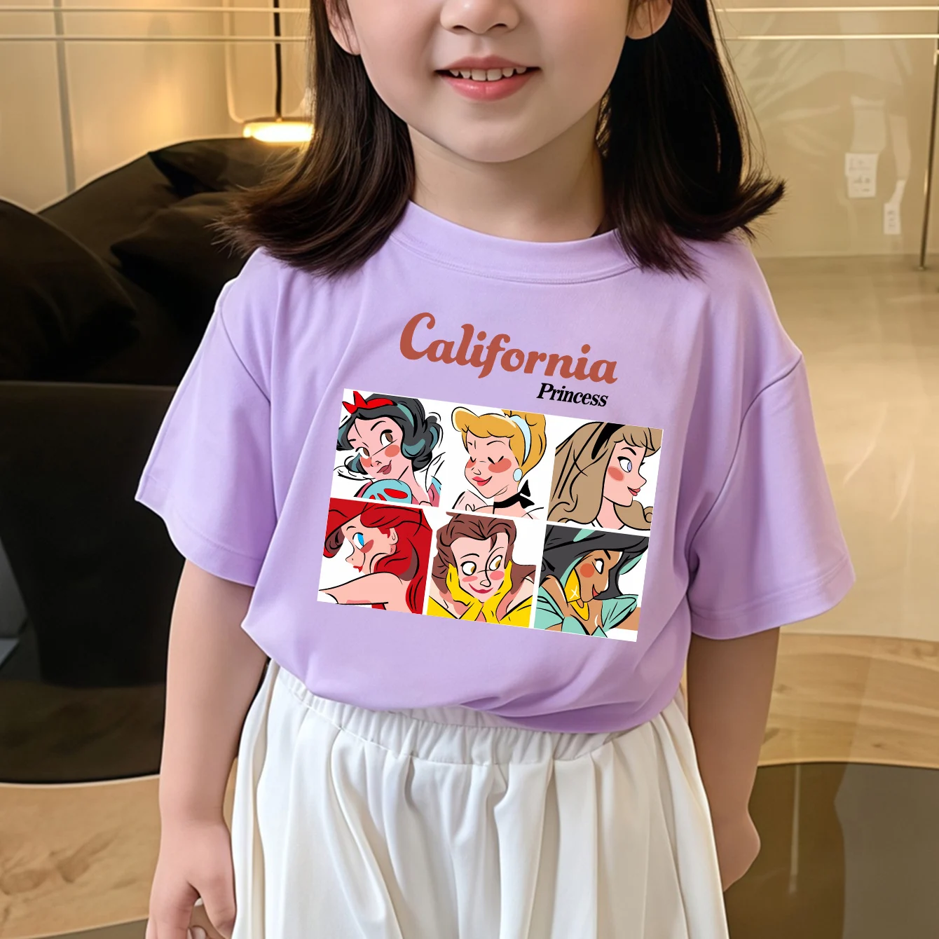

Серия принцессы Калифорния, детская базовая одежда из 100% хлопка, удобная футболка для мальчиков и девочек, уличная футболка с круглым вырезом и короткими рукавами