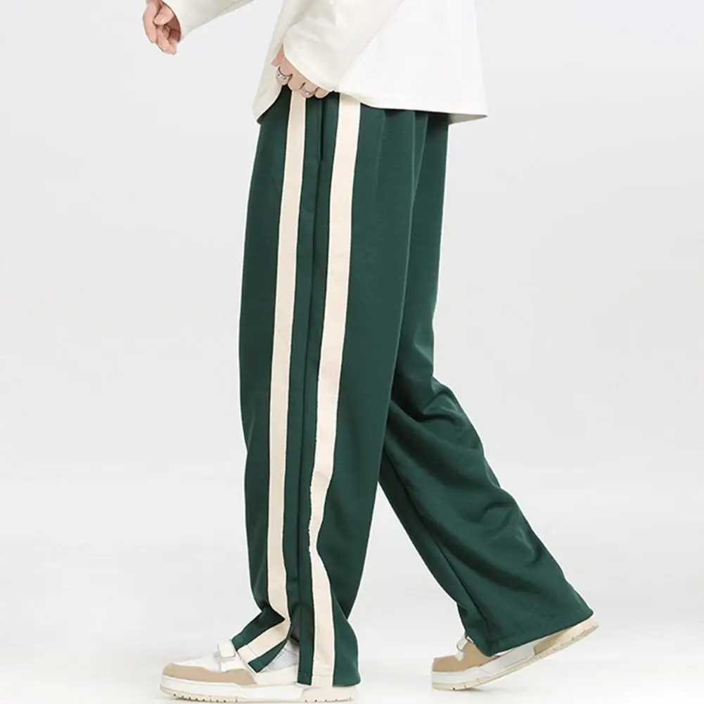 Jogging Trousers Sports Pants Versatile Men\'s Striped Wide Leg Sweatpants Comfortable Stylish for