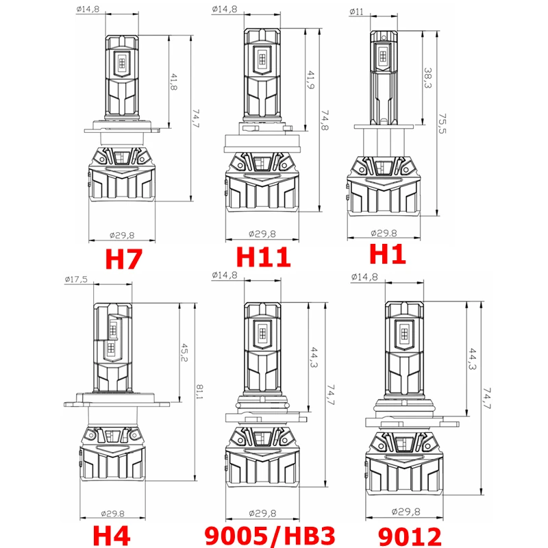 LED 헤드라이트 전구 자동차 조명, 12V, 24V, M7P H4, 6000K, H7, H11, H4, 9005, hb3