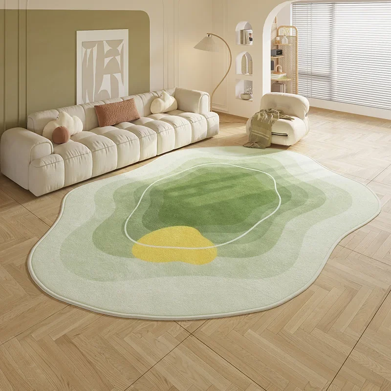 Irregular Green Bedroom Decor Carpet Cream Style Carpets for Living Room Soft Fluffy Bedside Shaped Rug Home Anti-slip Floor Mat