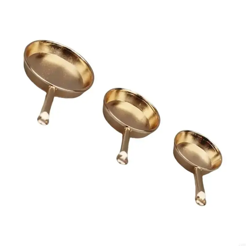 

24BE Dollhouses Kitchen Display Accessory Set of 3 Miniature Frying Pans 1/12 Scale