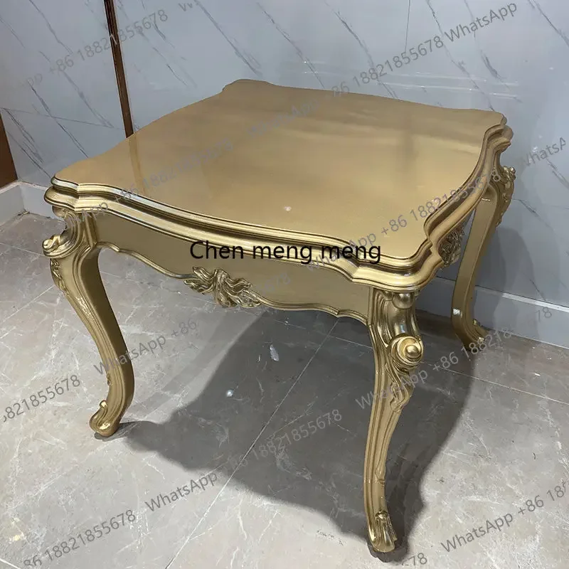 

F150 European coffee table TV cabinet combination small apartment solid wood carving flower champagne color, whole house furnitu