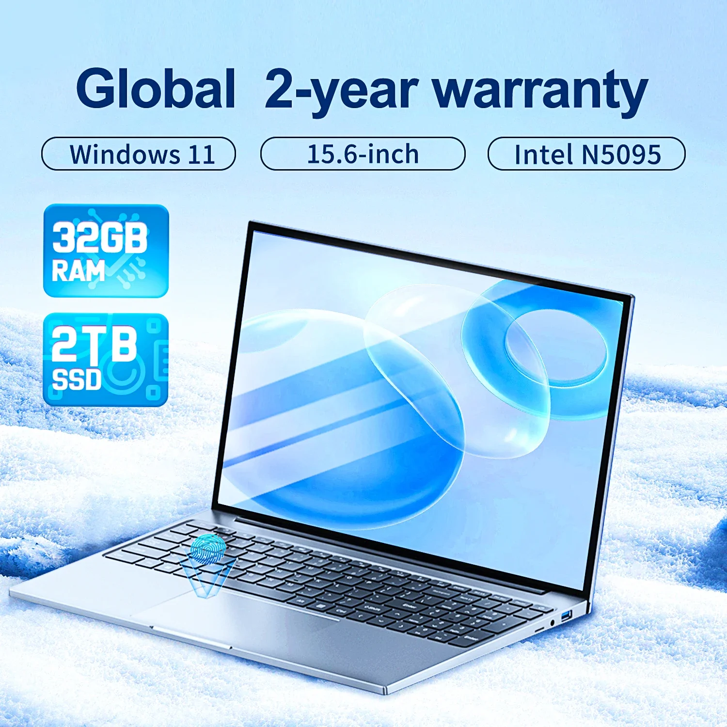 2025 Nieuwe Laptop 15,6 Inch 32 GB Ram DDR4 2 TB SSD Windows 11/10 Notebook Pc Gamer Intel N5095 Kantoorcomputer Verlichte Vingerafdruk