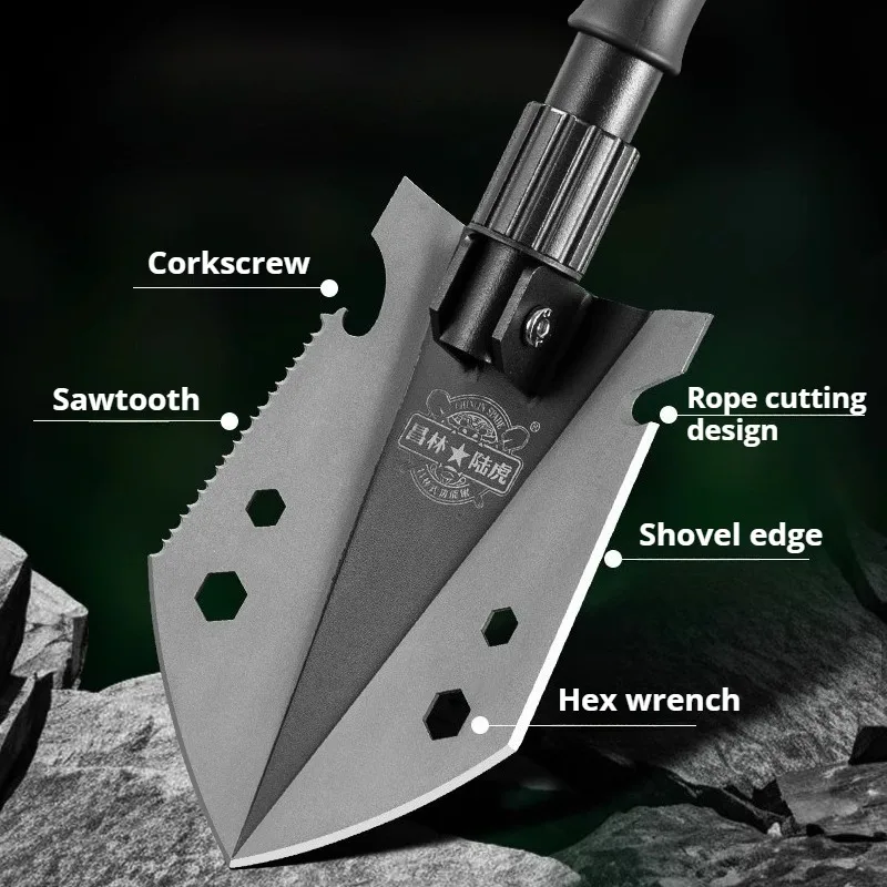 حديقة دائم التخييم مجرفة قابلة للطي المحمولة قابل للتعديل قوي العقلية الصيد مجرفة في الهواء الطلق معدات التخييم العملية
