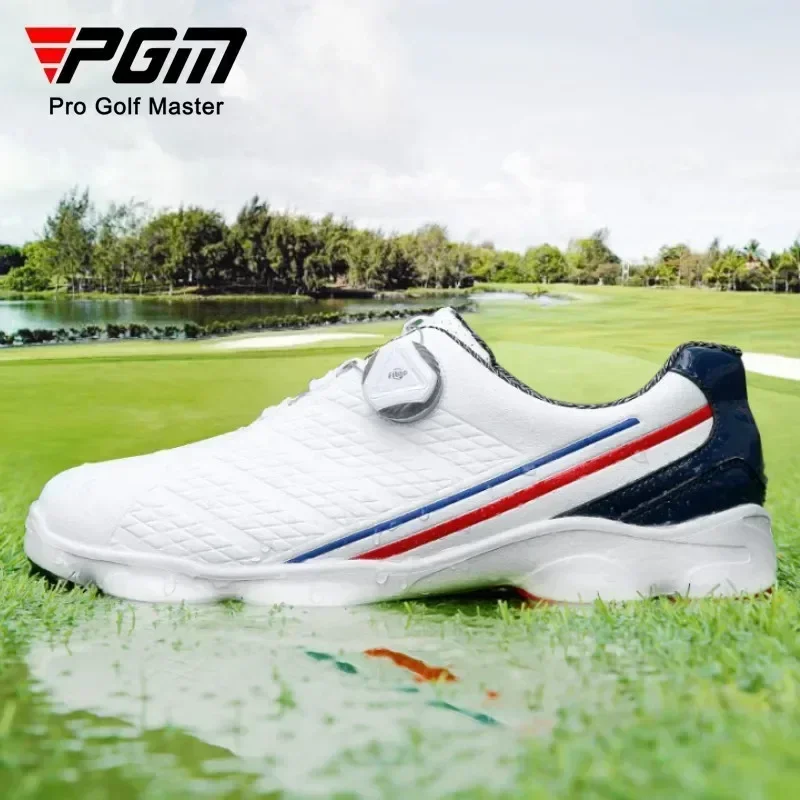 

Hot PGM Golf Shoes Mens Comfortable Knob Buckle Golf Men's Shoes Waterproof Wide Sole Sneakers Spikes Non-Slip
