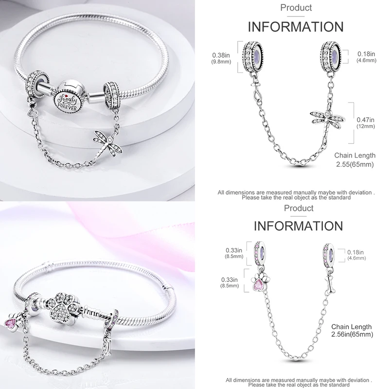 925 Sterling Silber Sicherheitskette Charm-Perlen Himmelskörper Mond Sonne Herz Marienkäfer Schleife DIY Armband Schmuck Geschenk für Frauen Mädchen – Detail 6