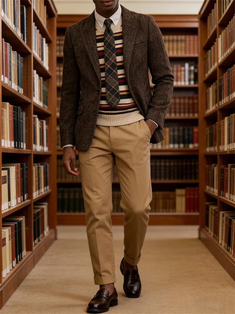 

Новый мужской пиджак-блейзер в клетку «ёлочка» коричневого цвета, приталенный, для повседневного и делового стиля, осенне-зимний, теплый, формальный, мужская одежда