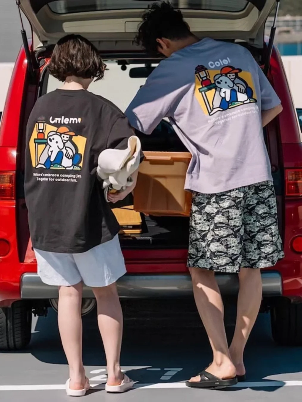 2025 夏のホットセール漫画パターン印刷ファッショントレンドブランドルーズで快適なラウンドネックピュアコットンユニセックス