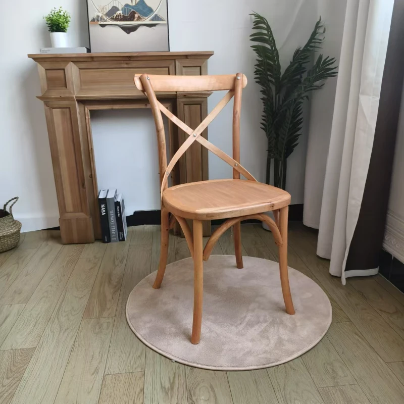 ‌ كرسي طعام من الخيزران الاسكندنافي - مقعد خشبي على طراز المزرعة مع تصميم العارضة، كوخ حديث مريح/مساحات جمالية