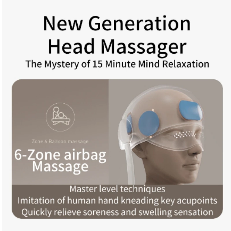 Air Pressure Head Massager Electric Scalp Massager Graphene Heating Eye Hot Compress Help Sleep Head Relaxation Health Care Gift