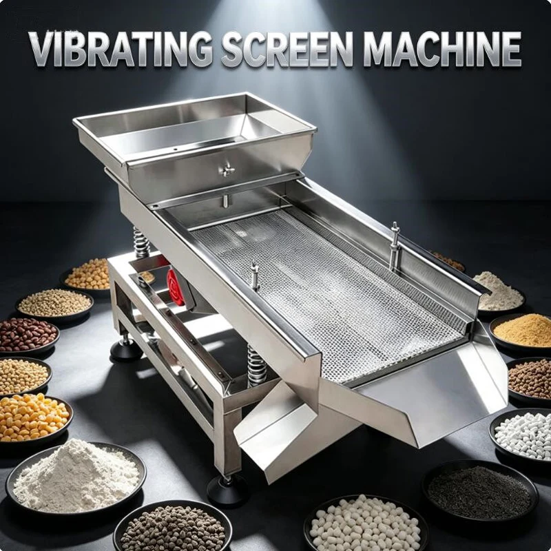 Large Capacity Linear Vibrating Screen Machine Electric Stainless Steel Sorting Separator For Tea Melon Seed Grain Seafood
