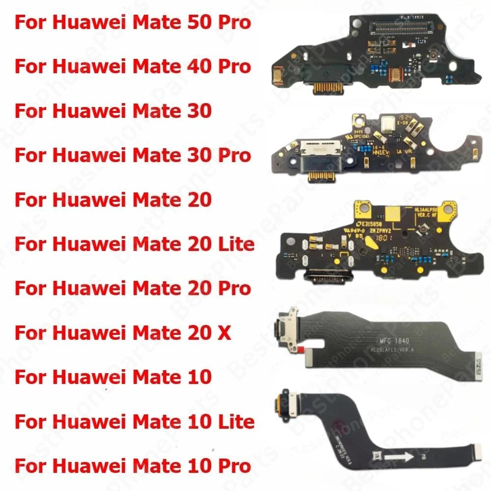 Charging Port For Huawei Mate 50 40 Pro 30 20 X 10 Lite Charge Board Usb Connector Plate Pcb Dock Flex Cable Mobile Phone Parts