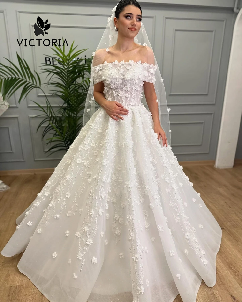 

Enjoyable Off The Shoulder Wedding Dresses 2025 Brides Beads Floral Applique Dubai Bridal Gowns A Line robe de mariée Customized