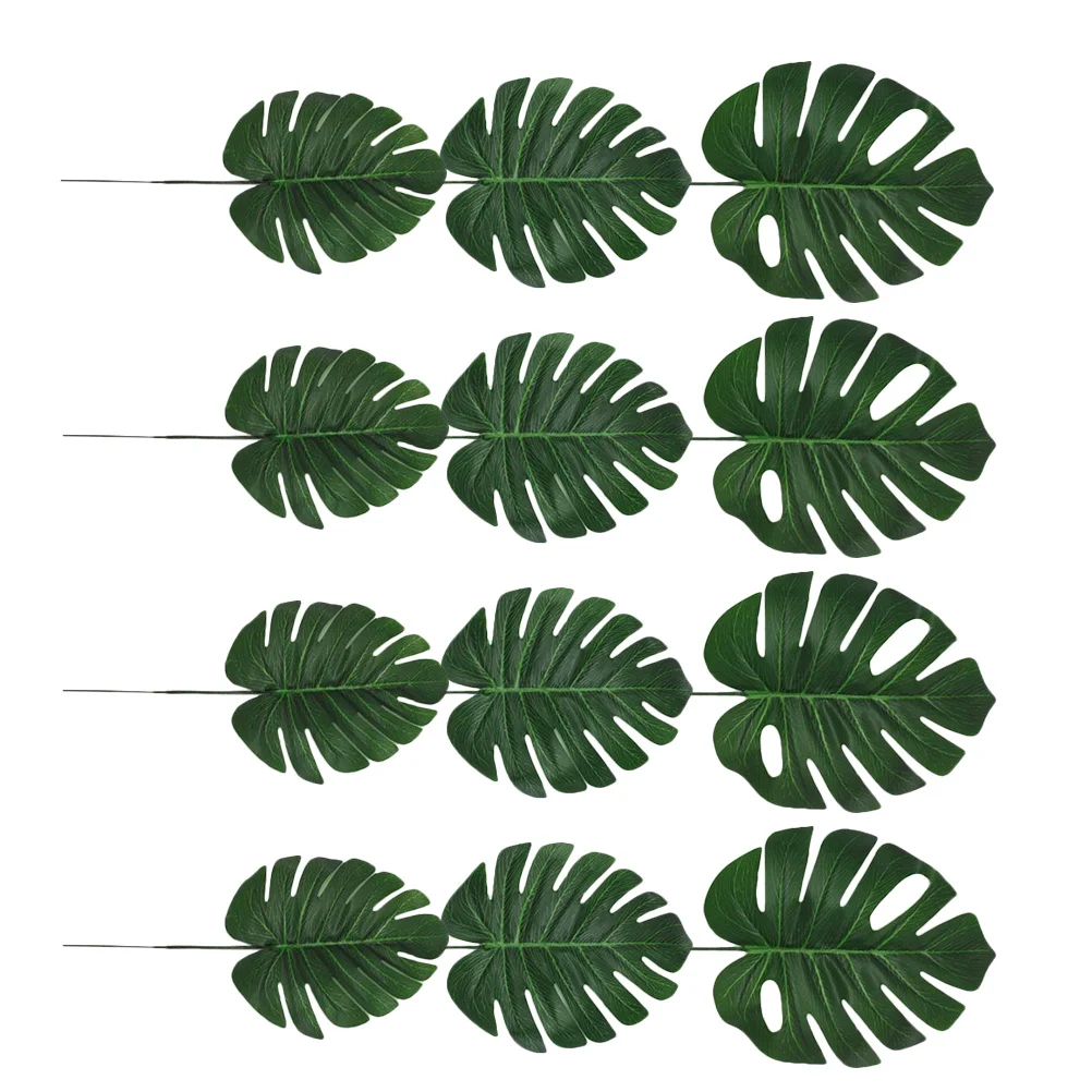 

12Pcs Realistic Artificial Monstera Leaves Faux Tropical Greenery Indoor Outdoor Decor Dustresistant Easy Maintenance
