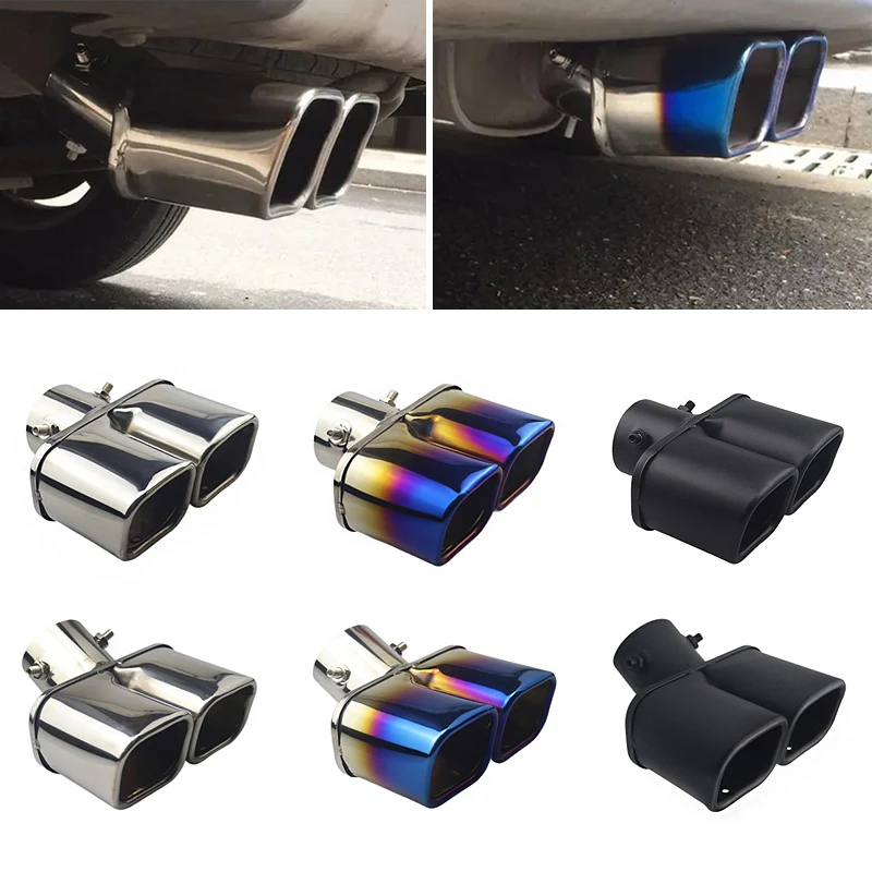 Stainless Steel Car Exhaust Pipe Modification Square Mouth Dual Outlet Tailpipe for Vehicle Performance Enhancement