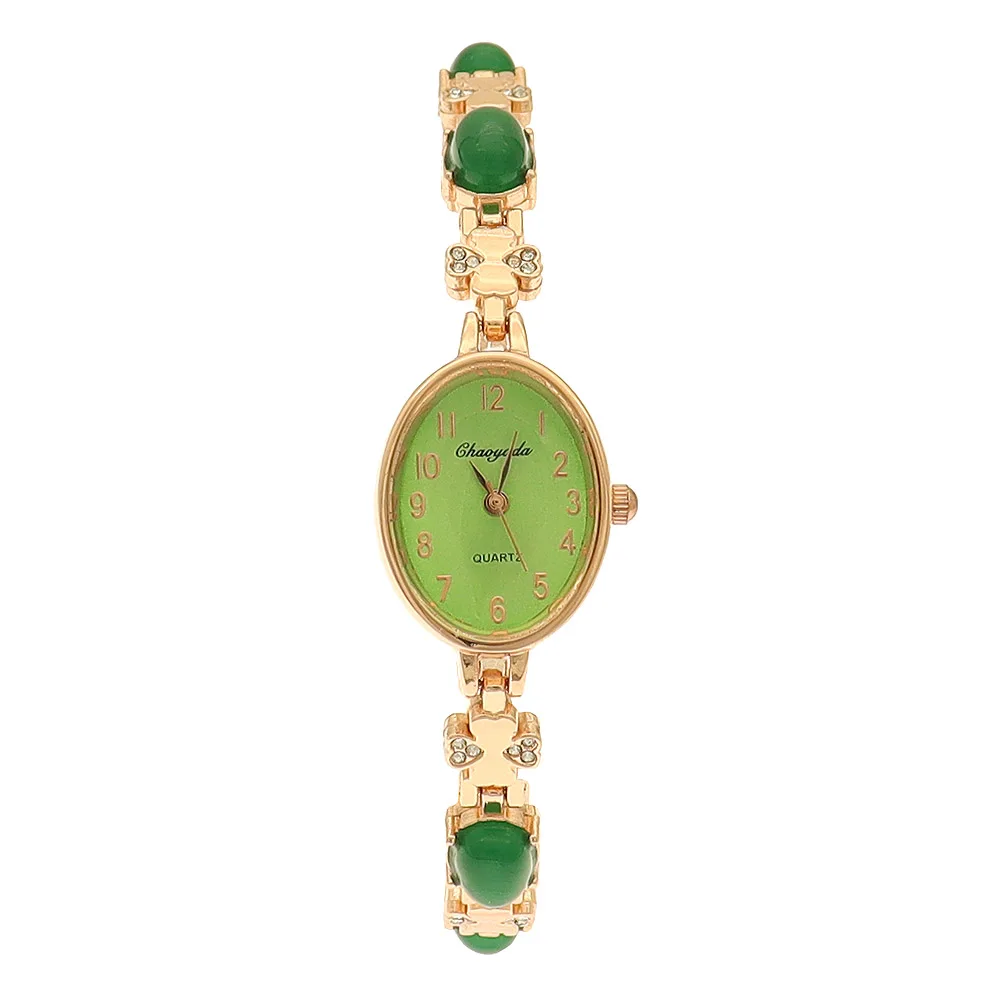 

High-End Colorfuled Gemstones and Rhinestones Bracelet Wristwatch Quartz Women Watch