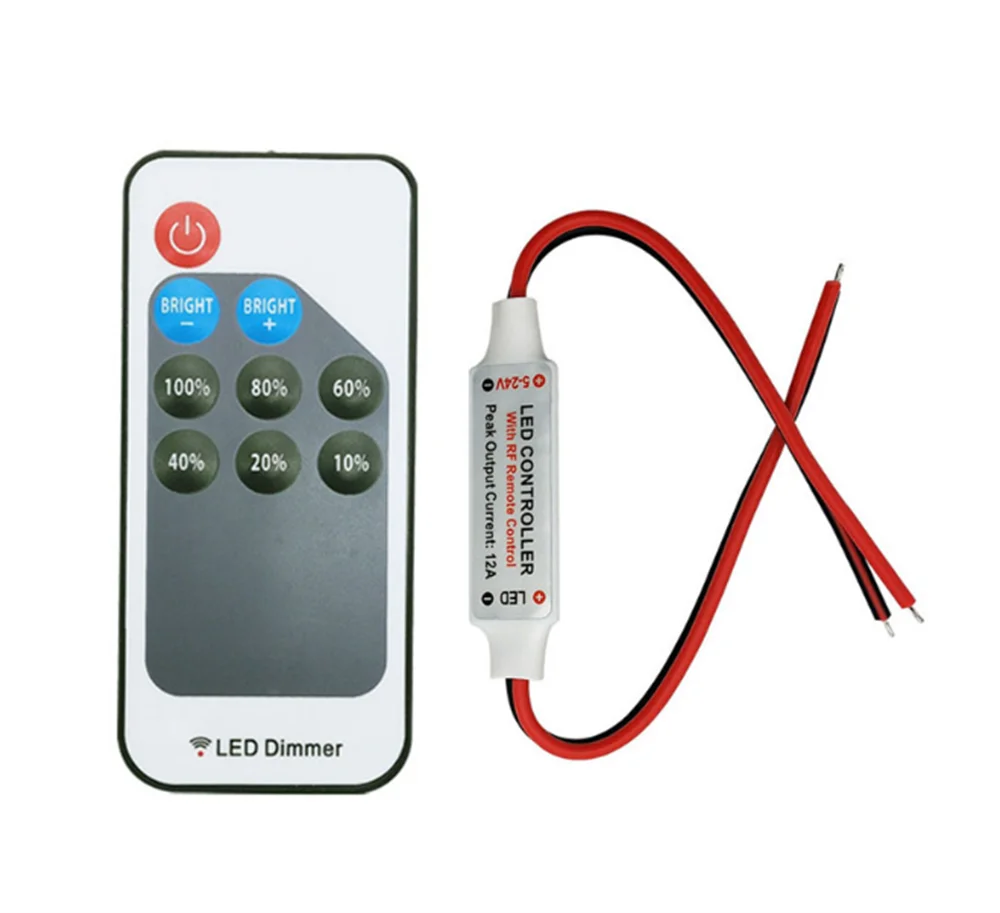 Mini 3Key 9/11Key Dimmer Controller Two Wire RF Remote For Single Color Neon Tube And COB 2835 5050 5730 Led Strip Light DC5-24V