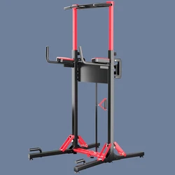 Pull Up Bar Station, Multi-Function Adjustable Height Foldable Dip Station, Heavy Duty Strength Training Fitness Equipment
