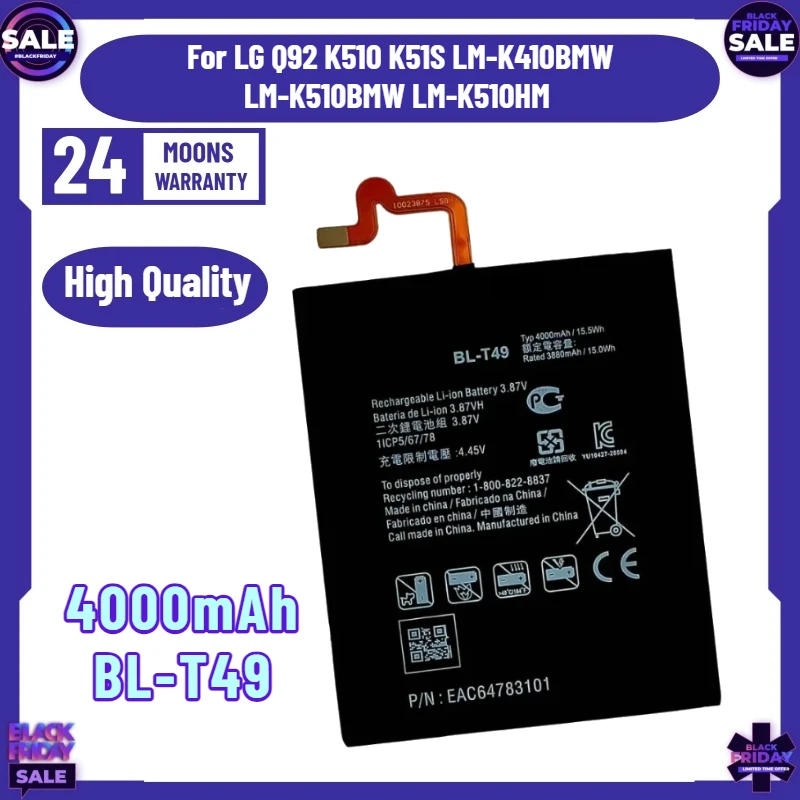 SWZY NEW 4000mAh BL-T49 Battery For LG Q92 K510 K51S LM-K410BMW LM-K510BMW LM-K510HM Mobile Phone Batteries