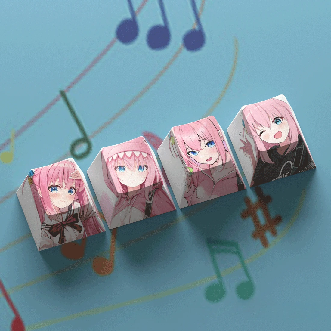 Bocchi The Rock Keycap, 4 teclas, sublimación, Cherry, Anime japonés para llave adicional, Gotohhitori, いじにか か