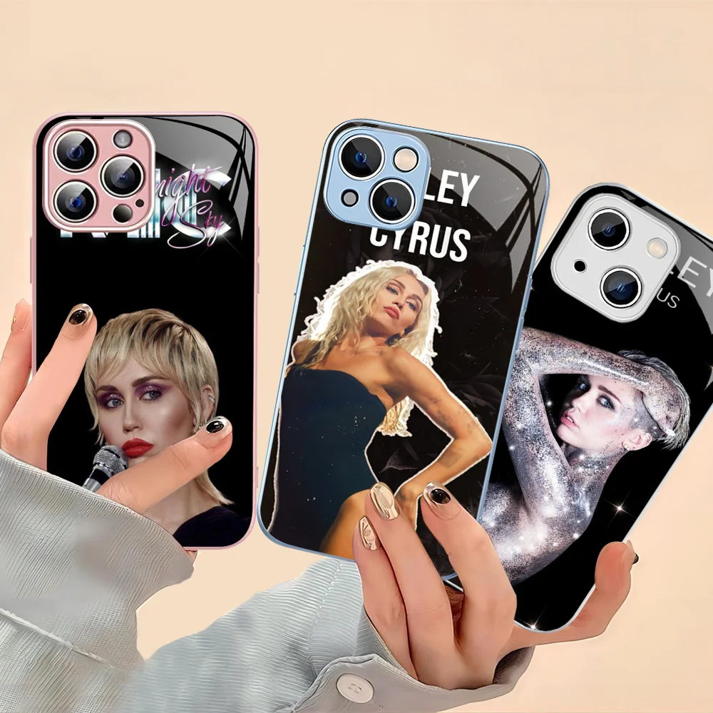 Singer M-Miley C-Cyrus Phone Case For IPhone 14 13 12 Mini 11 Pro XS Max X XR 14 Plus Tempered Glass Cover