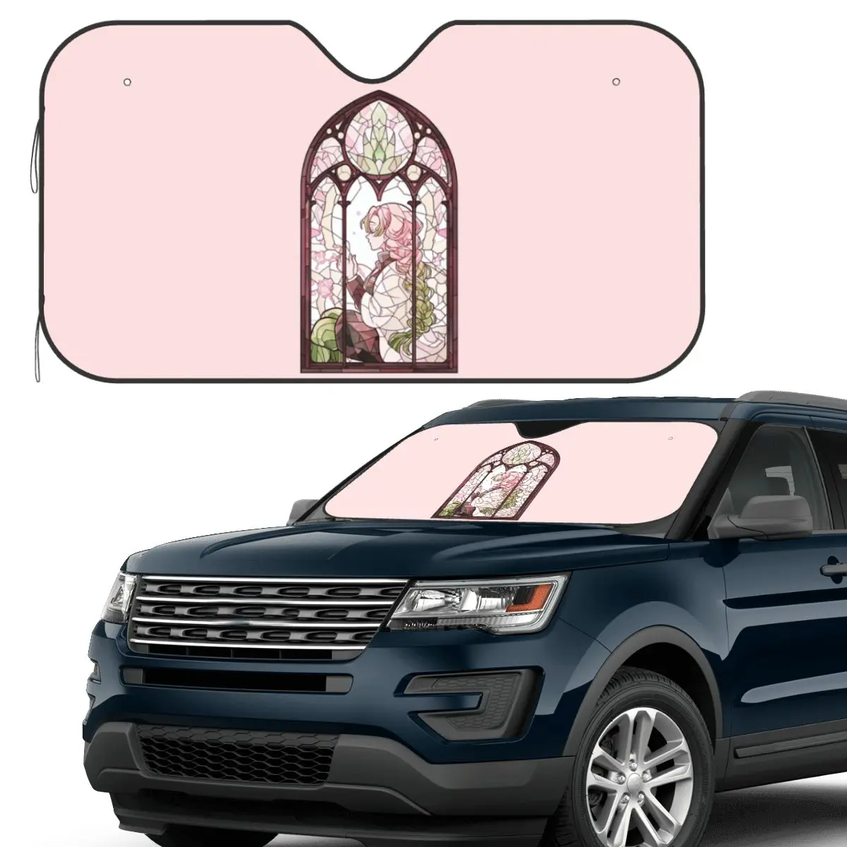 

Mitsuri Kanroji And Iguro Obanai Sunshade Windscreen Car Front Windshield Window Sun Visor Accessories Covers