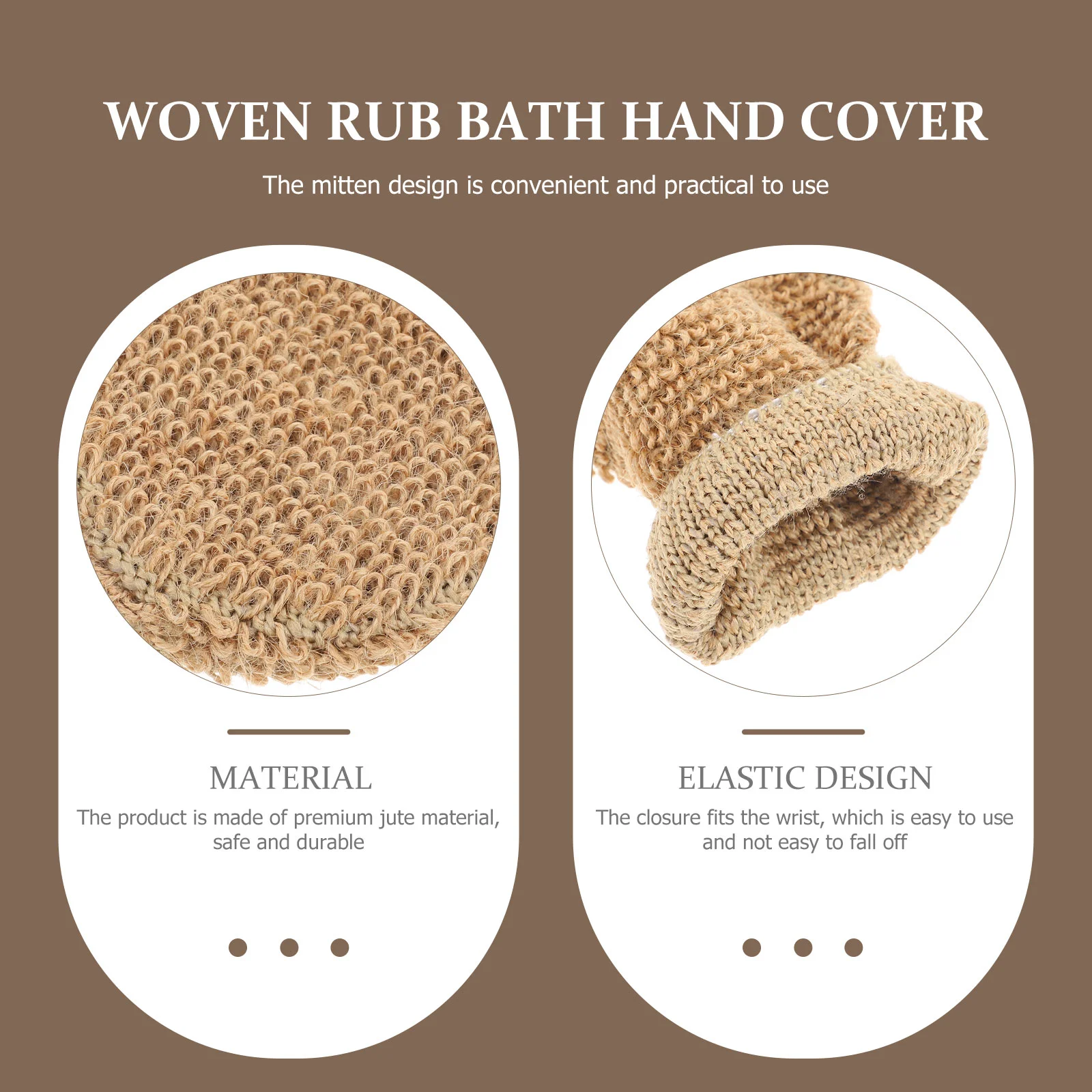 2 PCS Gloves Jute Bath Bathing Tools Body Cleaning Frosted Bathroom Scrubbing Towels Hand Brown Shower Home