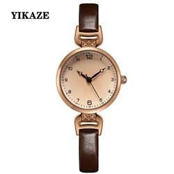 YIKAZE-Montre à Quartz Rétro en Cuir PU pour Femme, Bracelet Fin, de Luxe, Habillée, à la Mode, Cadeau