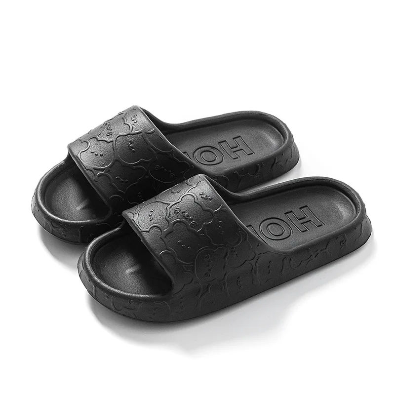 2023 Outdoors Summer Women Men Flat Thick Platform Slippers Non-Slip Cartoon Home Bath Sandals Beach Slides Couples Ladies Shoes
