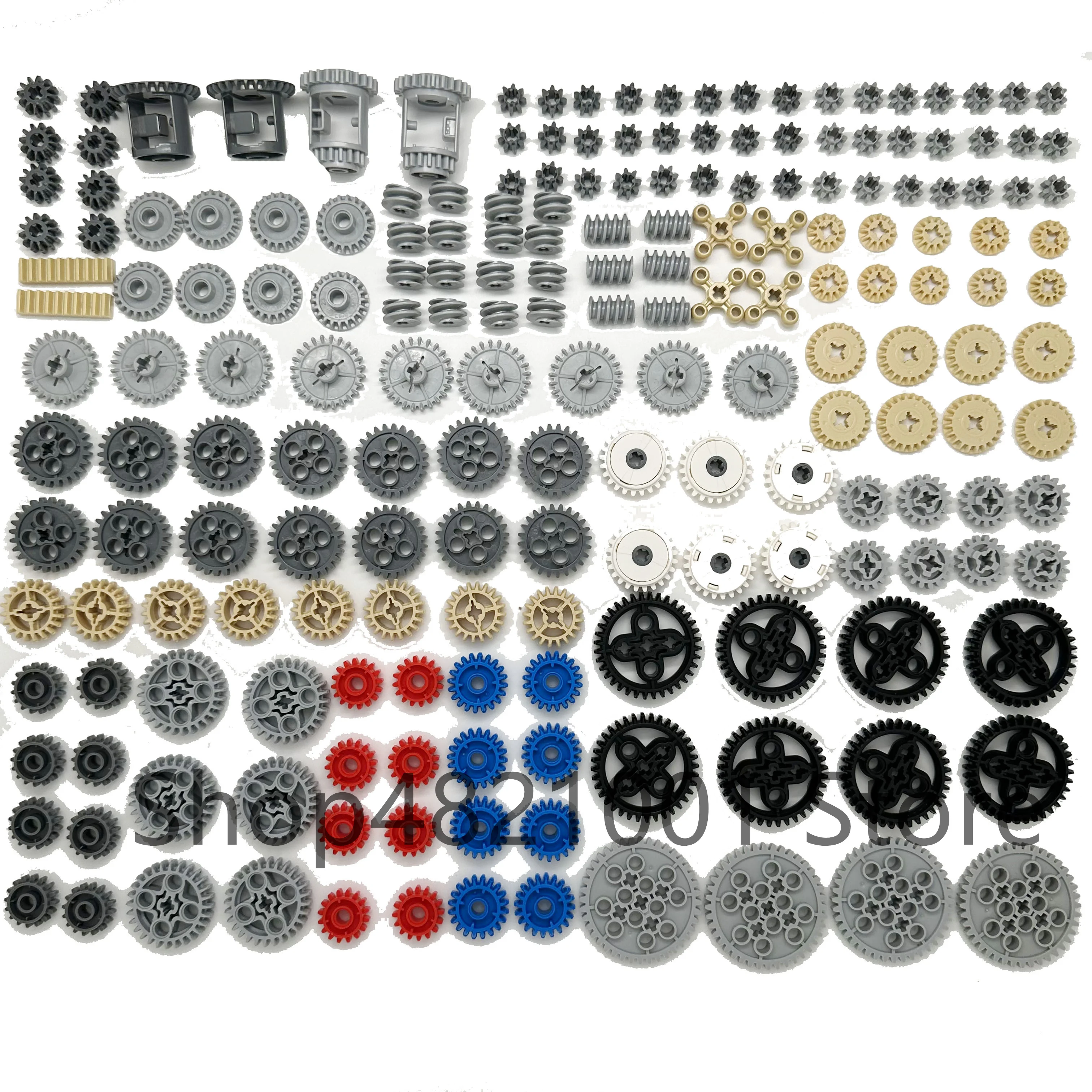 198PCS Set DIY Technical Parts Gear Thick Building Bricks Blocks Accessory Set Mechanical Bulk High-Tech Toys