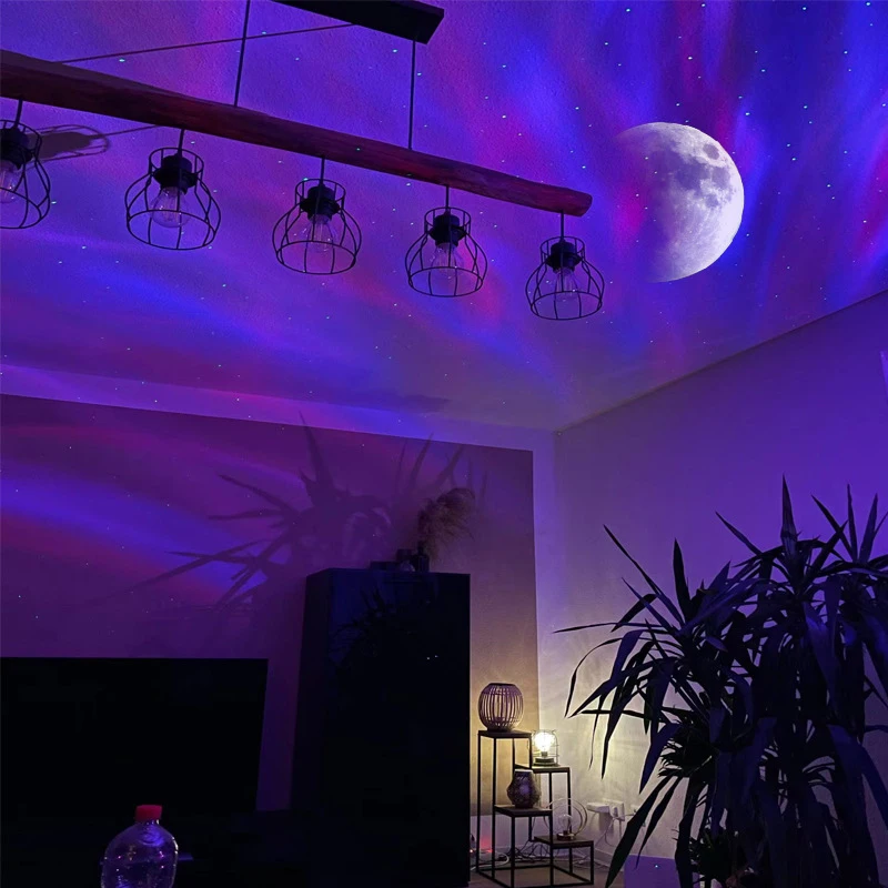 Aurora Borealis Starlight Projectoren LED Galaxy Star Sfeer Galaxy Nachtlampje Thuis Slaapkamer Sky Moon Lamp Room Decor Gift