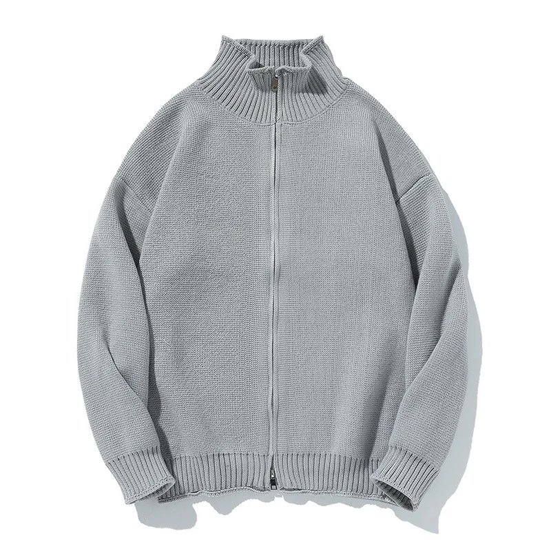 

Spring Autumn Men Coat Simple Solid Color Stand Collar Male Jacket Knitted Long Sleeve Loose Casual Comfortable Man Cardigans