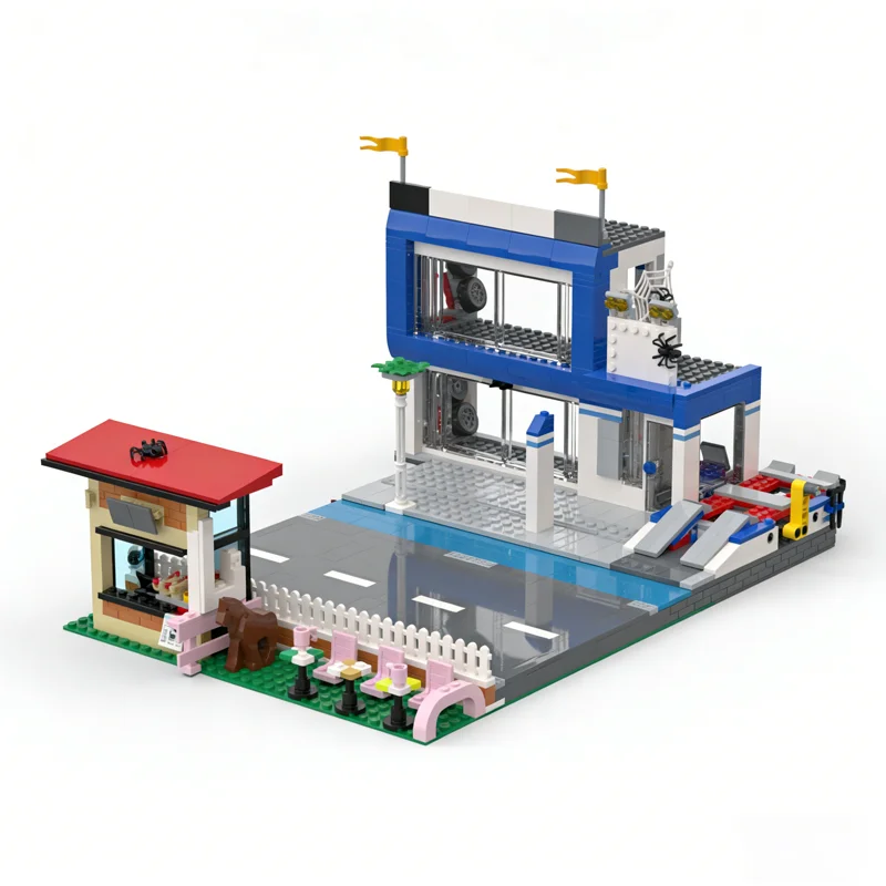 718 pçs moc woeff cidade parte 1 a garagem modular streetscape modelo blocos de construção construção presentes natal brinquedo tijolo crianças