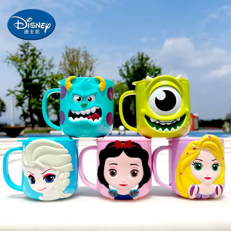3D Kids Cup Pixar Car 95 Princess Elsa Cinderella Rapunzel Cartoon Character Toothbrush Mug for Bathroom Drinking view 2