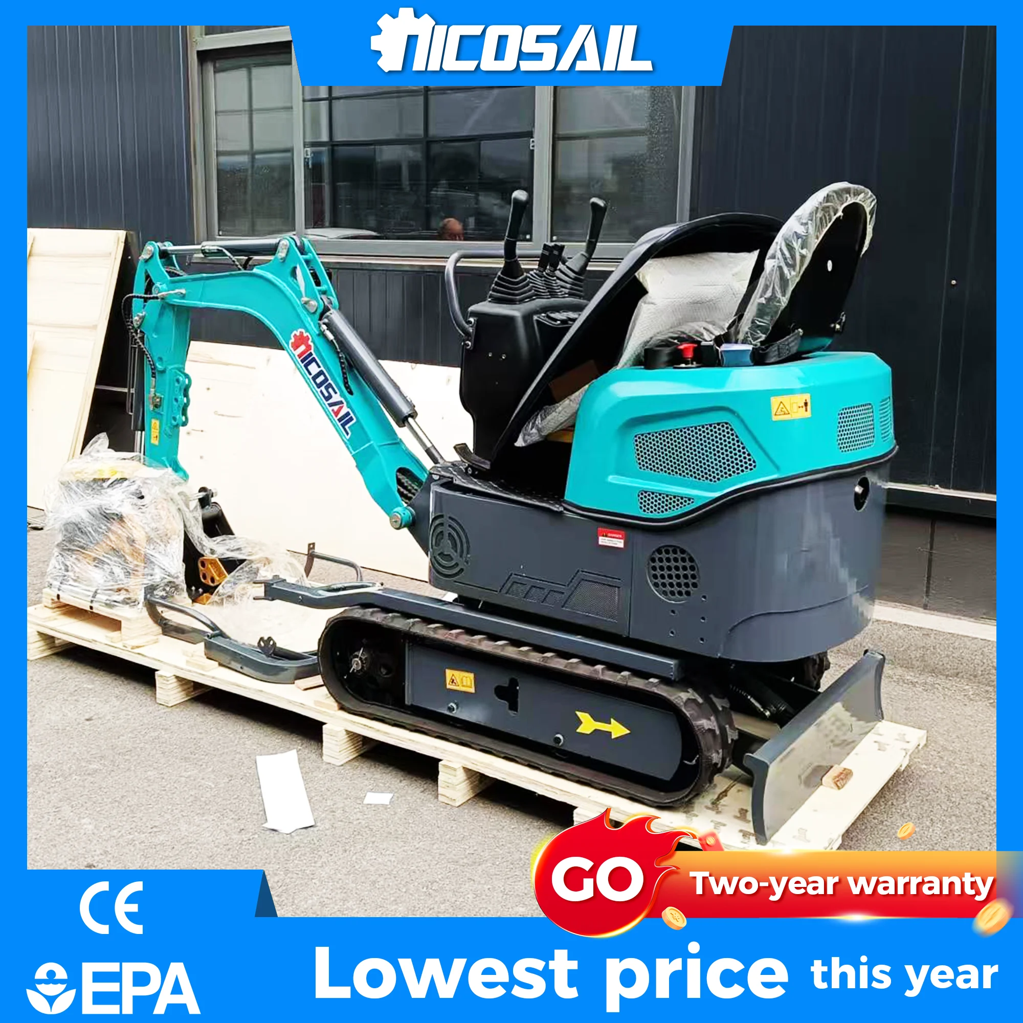

Nicosail Free Shipping Mini Excavator 1.2 Ton 1 Ton EPA Kubota Engine Digger Small Excavators Prices Crawler Mini Digger