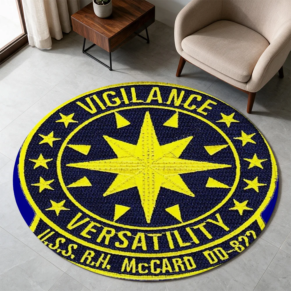 Nautical Vigilance Versatility U S S R H M c C a r d D D 8 2 7 Round Doormat Entrance Mat for Boat or Marine Decor