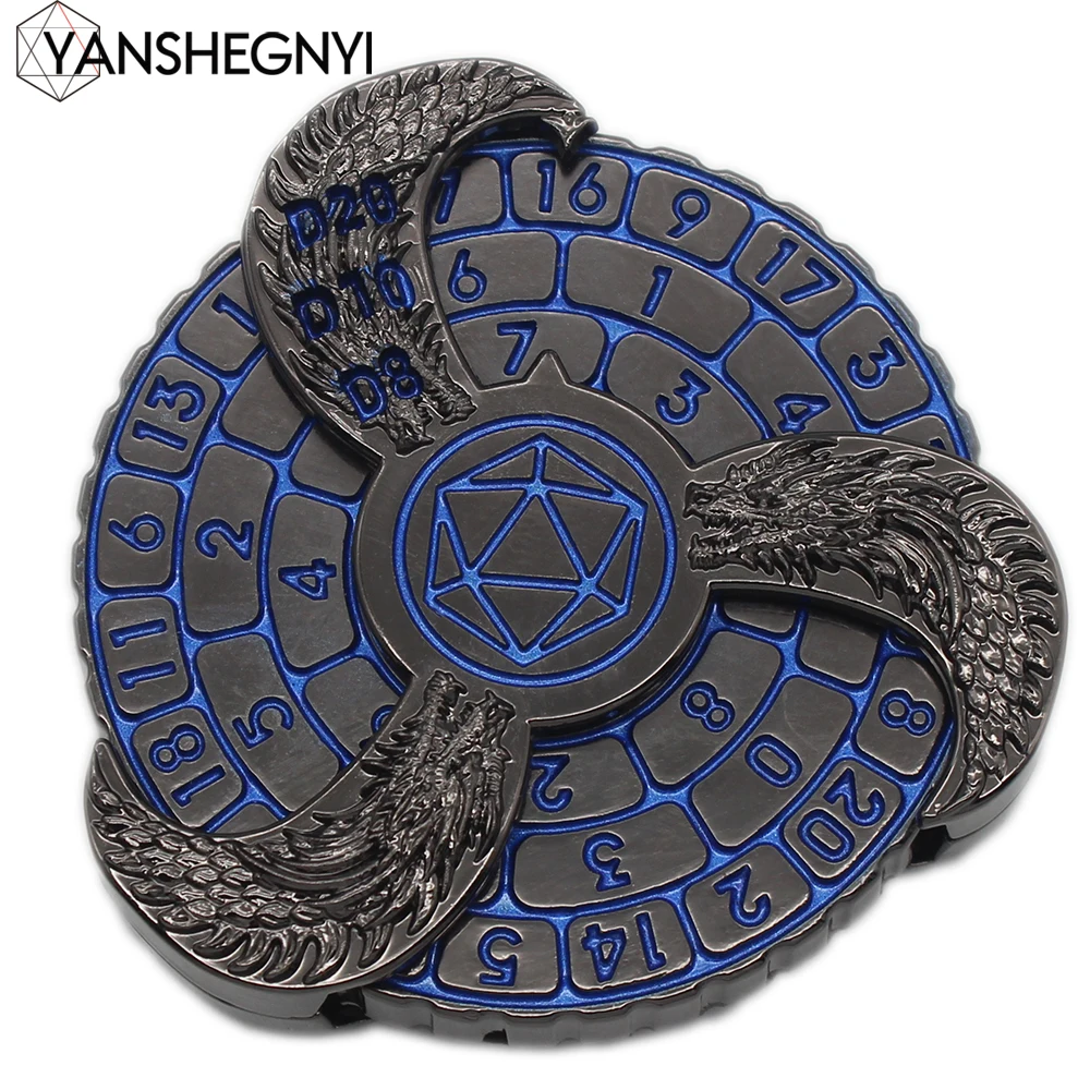 YANSHEGNYI-Metal Dice for Role-play Games Player, Rotating Roulette Dice, Fingertip Gyro Style, DND Dragons Dice