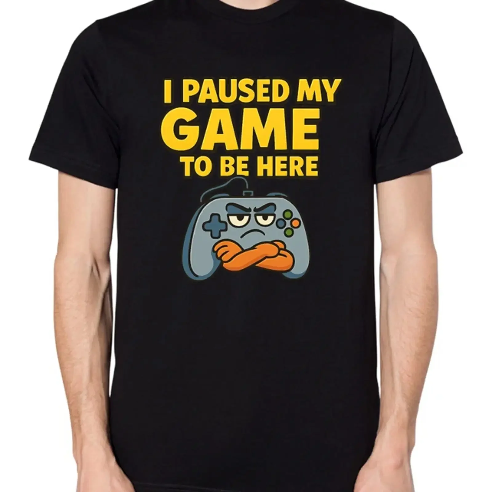 I Paused My Game To Be Here T Shirt Lustig Gaming Gamer Top vintage Washed streetwear graphic homme Slightly Stretched
