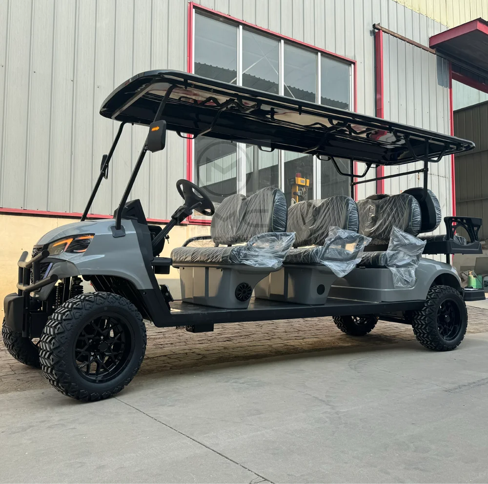 Street Legal 48V Lithium Battery Electric Golf Car 6+2 8 Seater 5KW Sightseeing Scooter 6 Seat Solar Off Road Electric Golf Cart