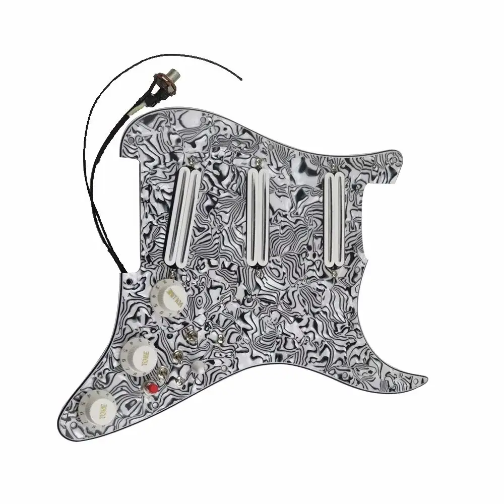 

Накладка с белым звукоснимателем Humbucker, предварительно проводная универсальность для гитары, черно-белая зебра