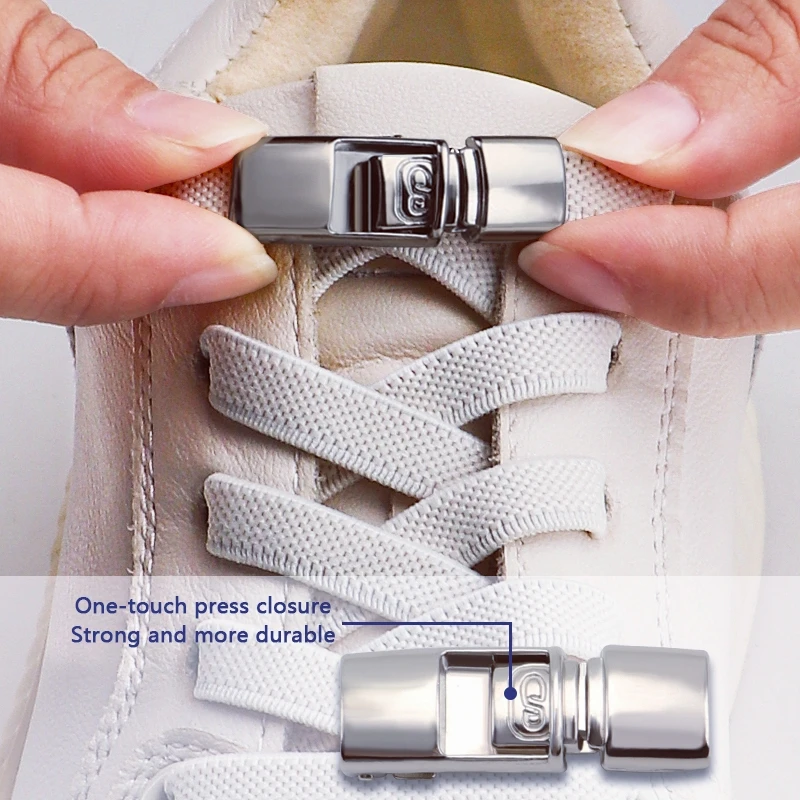 اضغط على أربطة الحذاء بإبزيم بدون أربطة أحذية بدون أربطة، رباط حذاء مرن مسطح واسع، أحذية رياضية للتنس، أربطة سهلة الاستخدام، إكسسوارات الأحذية