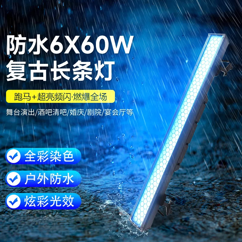 

Водонепроницаемый светодиодный линейный светильник 6x60 Вт в стиле ретро для гостиной, бара, с эффектом стробоскопа, имитацией бегущей лошади, мигающий, соединяемый матричный светильник