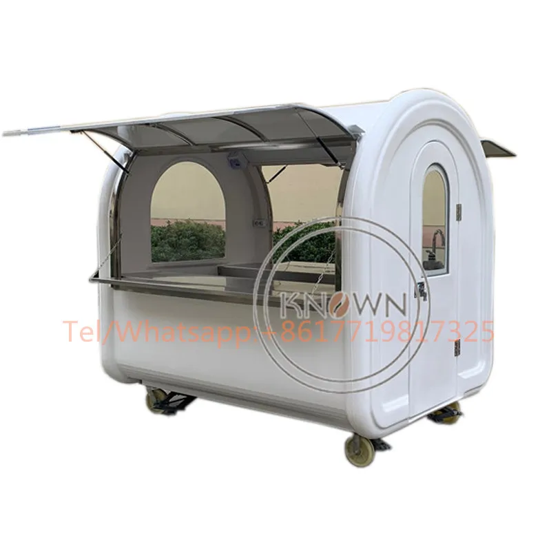 

220E white color mobile food cart with double window street food truck ice cream carts shipping by sea