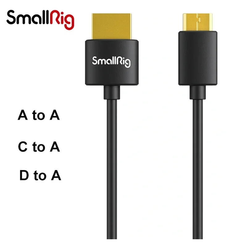 SmallRig Ultra Slim High Speed 4K Micro/Mini HDMI auf Full HDMI Kabel C auf A/D auf A 35 cm 55 cm für Sony Nikon Canon