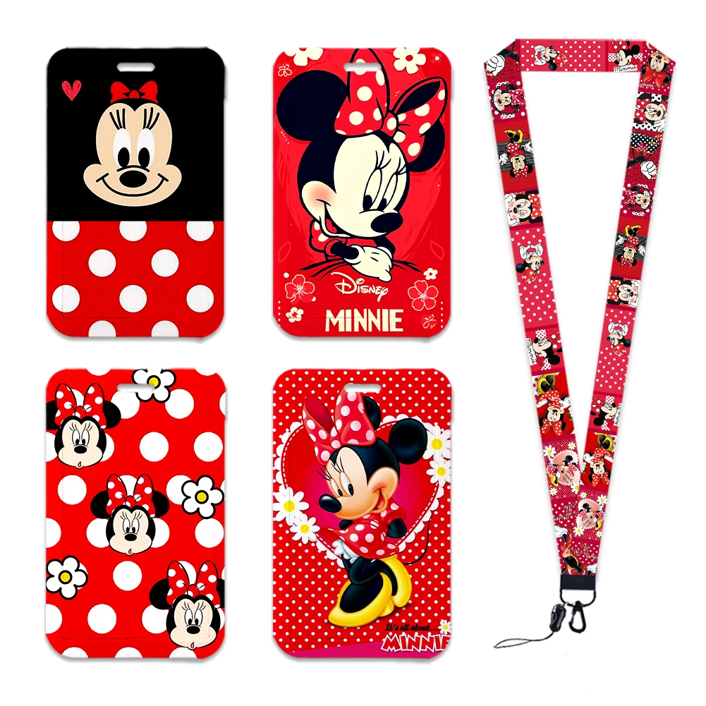 

Disney Mickey Minnie Cute Card Case Lanyard ID Badge Holder Strap Bus Pass Case Cover Slip Bank Cardit Card Holder Kids Gift