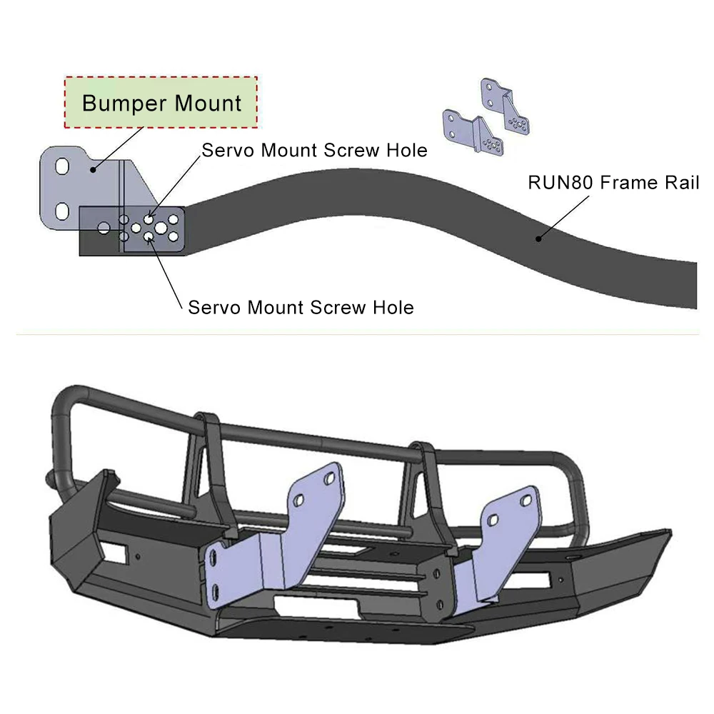 1/10 Scale ARB Bull Bars Metal Front  Bumper for RC Crawler RUN80 Chassis LC80 Body SCX10 TRX4