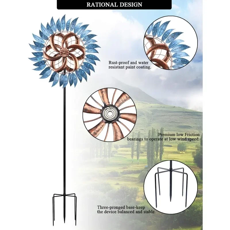 Wind Spinners Outdoor Metal 6.5 FT Large Two-Way Wind Sculptures for Patio Yard and Garden Decor